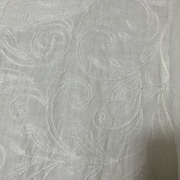 alessia pacini Made In Italy Linen Blouse Sz Small‎ White Embroidered 3/4 Sleeve - Picture 2 of 9